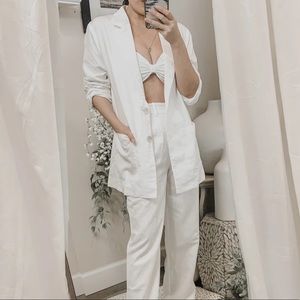 Charlie Holiday White Linen Shell Blazer Size 4